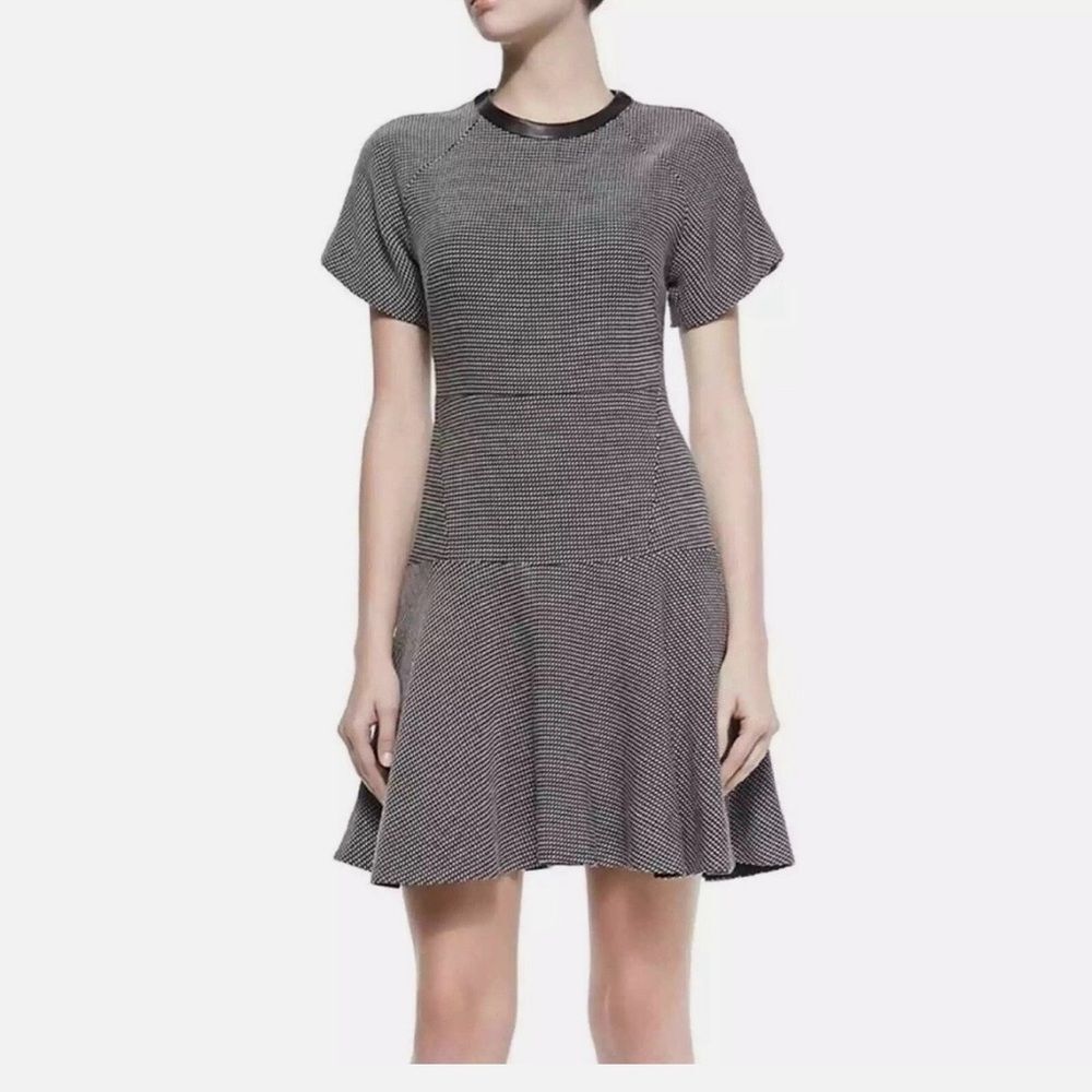 Rag & Bone Watson Flared Mini Dress Leather Trim Size 4
